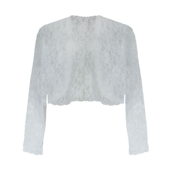 Long Sleeve Dressy Lace Cropped Bolero Shrug Jacket - Picture 1 of 5